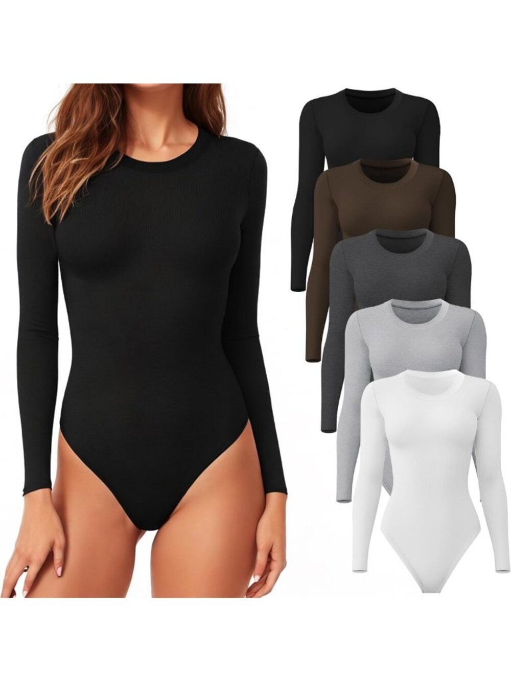 4/5 Pack Long Sleeve Women's Bodysuits - Soft, Stylish, Versatile Essentials